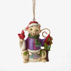 Cat With Birdhouse Mini Ornament