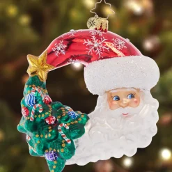 Cr, Christmas With A Grin Santa, Moon, 1021544, Radko