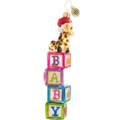 Cr, Block-Balancing Baby Giraffe, 1020753, Christopher Radko