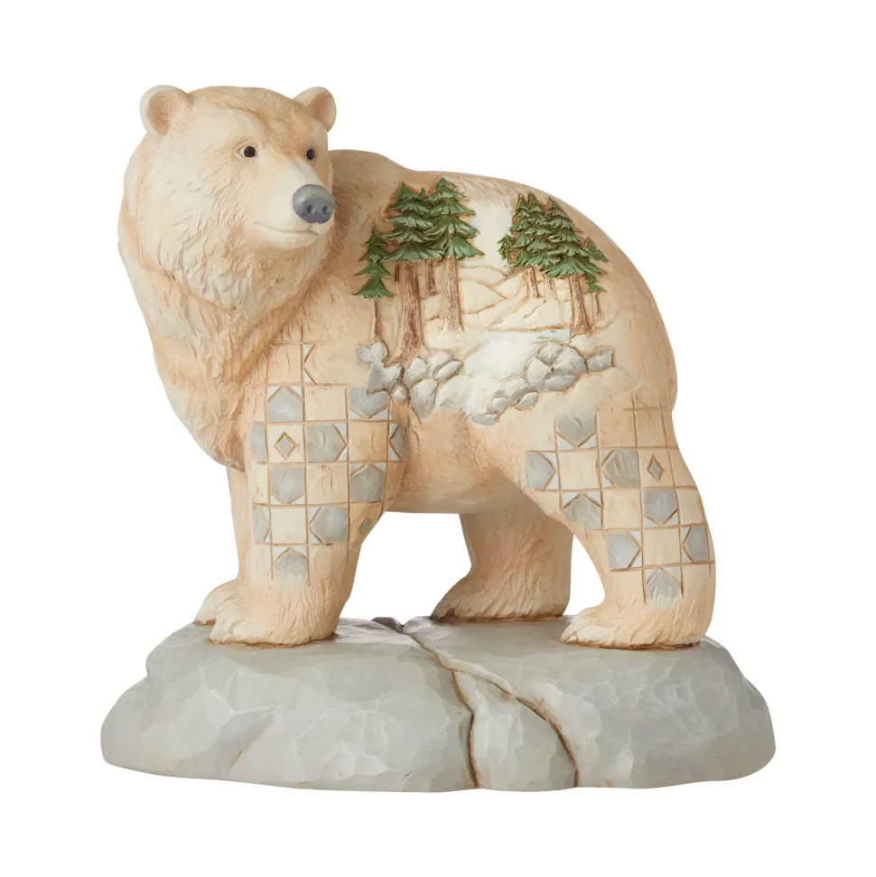 Jim Shore, White Woodland Bear/Scene, 6006582, Heartwood Creek