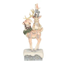 Jim Shore, White Woodland Stacked Animals, 6006576, Heartwood Creek