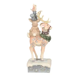 Jim Shore, White Woodland Stacked Animals, 6006576, Heartwood Creek