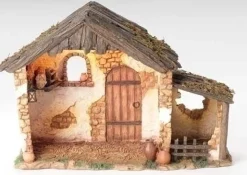 Lighted Resin Stable 10" Scale 5", Fontanini, 50567