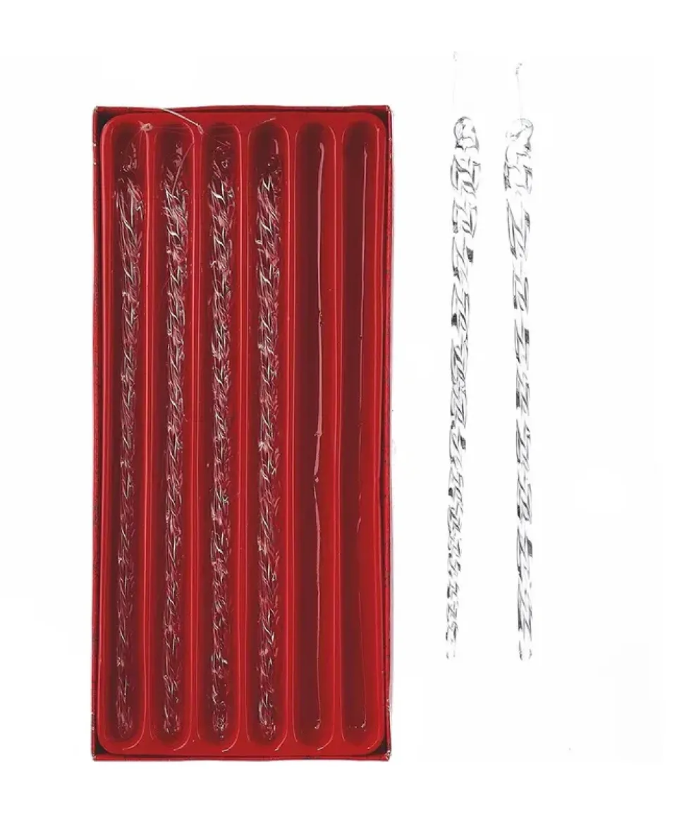 Twisted Glass Icicle Ornaments, 6-Piece Box Set, B1813, Kurt Adler
