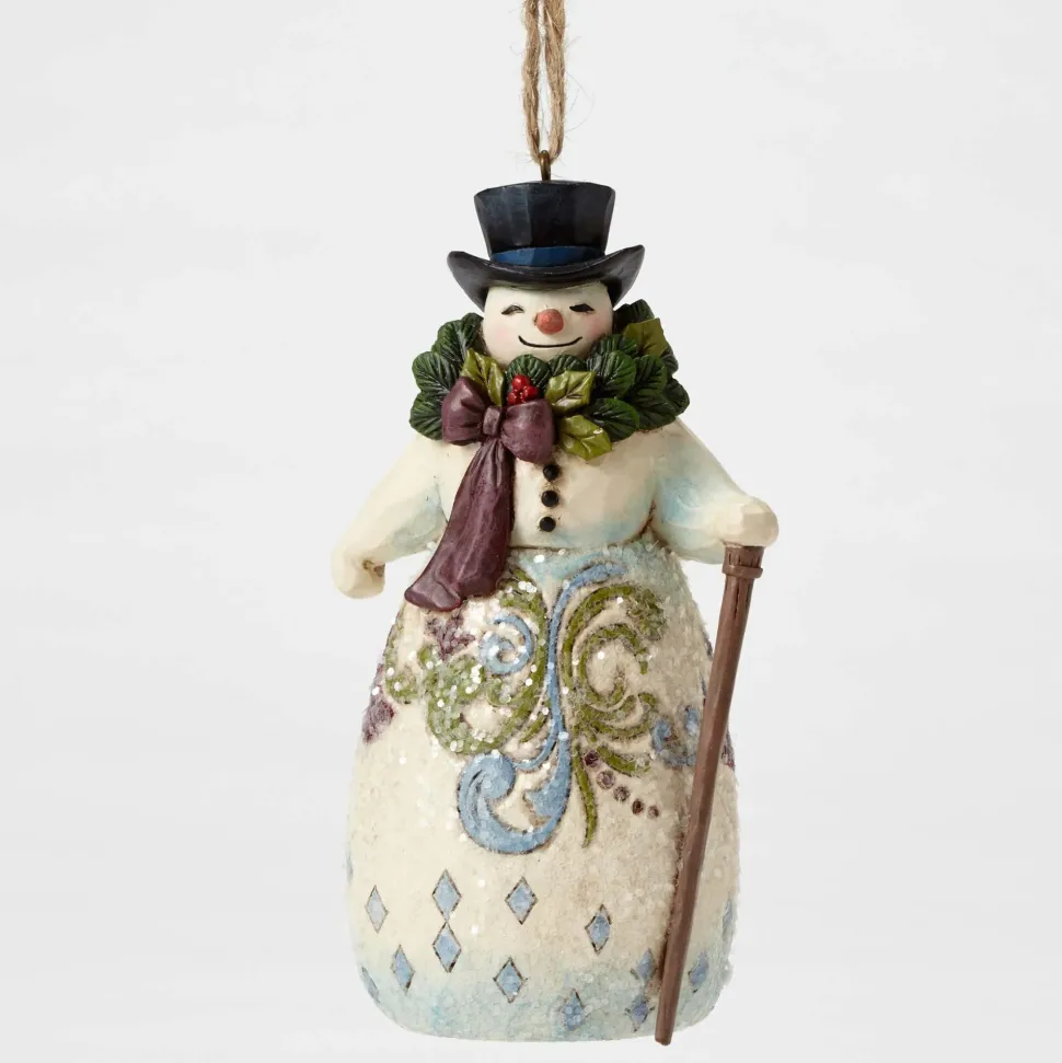 Victorian Snowman W/Wreath Ornament