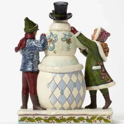 Victorian Children Building Snowman