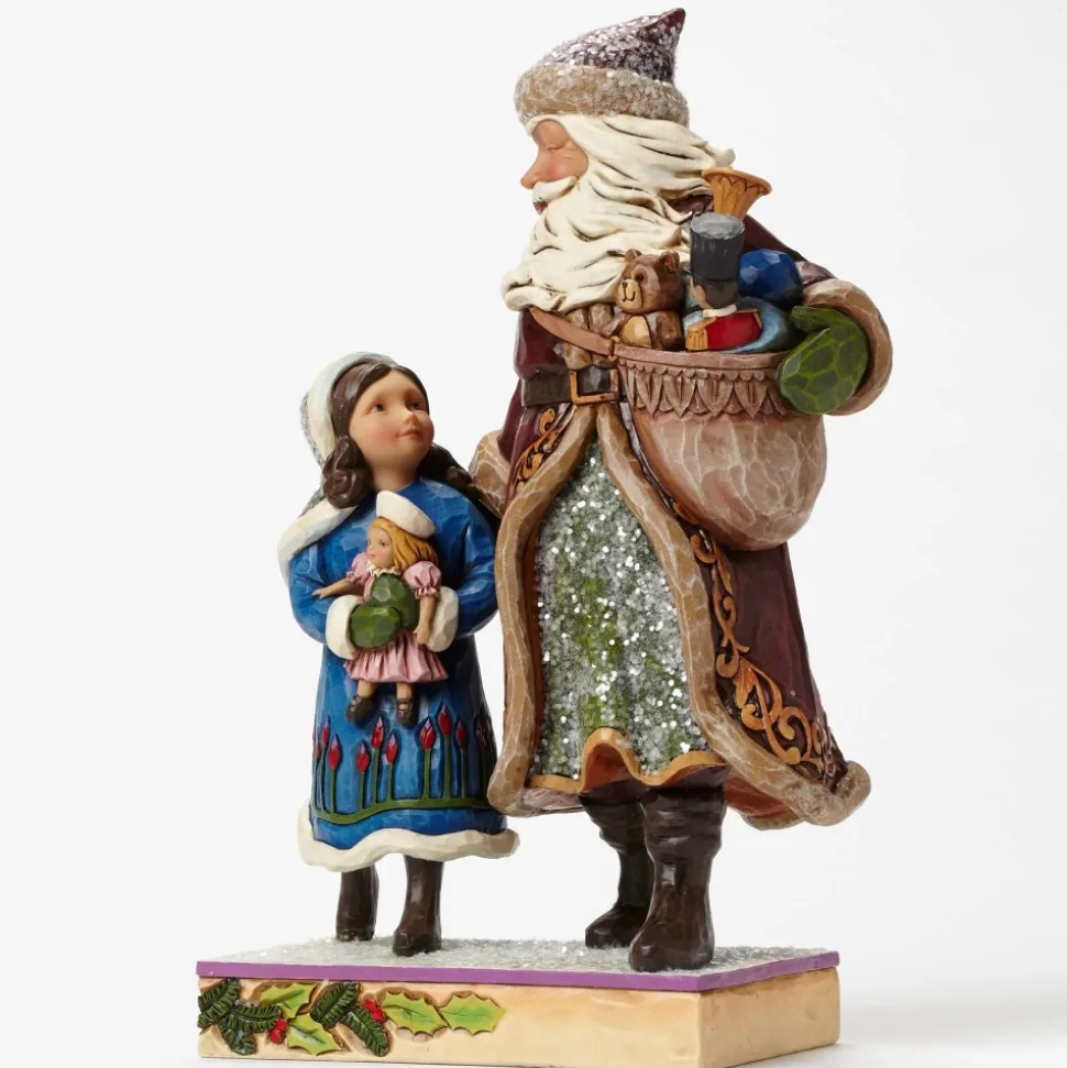 Victorian Santa Walking With Child