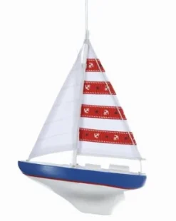 Wooden Yacht With Sails Ornament, 2 Asst, C5371